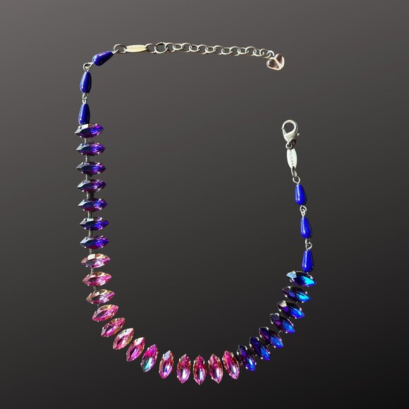Sabika Marquise Choker - Royal Blue, Purple, and Pink Ombré Swarovski Crystal - Picture 2 of 2